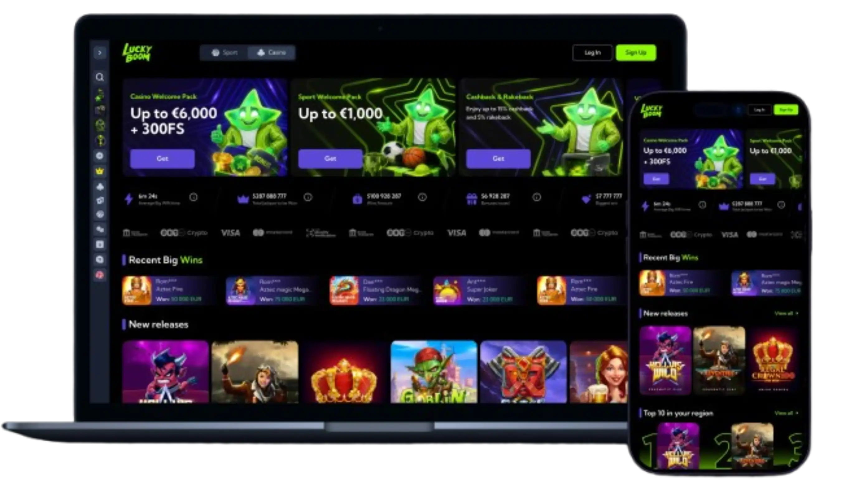 Capture d'écran de l'app LuckyBoom Casino
